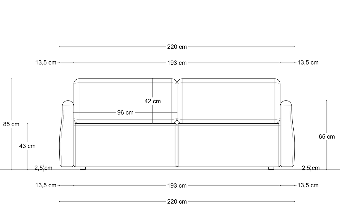Sofa Elma Vero – wymiary 1