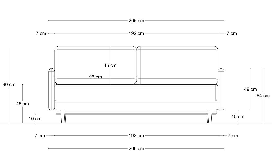 Sofa Mar Aera II – wymiary – boczek wąski 1