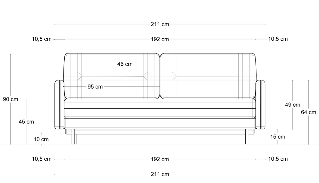Sofa Mar Aera – wymiary – boczek szeroki 1