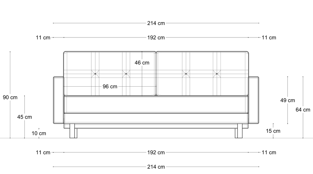 Sofa Mar Line II – wymiary 1